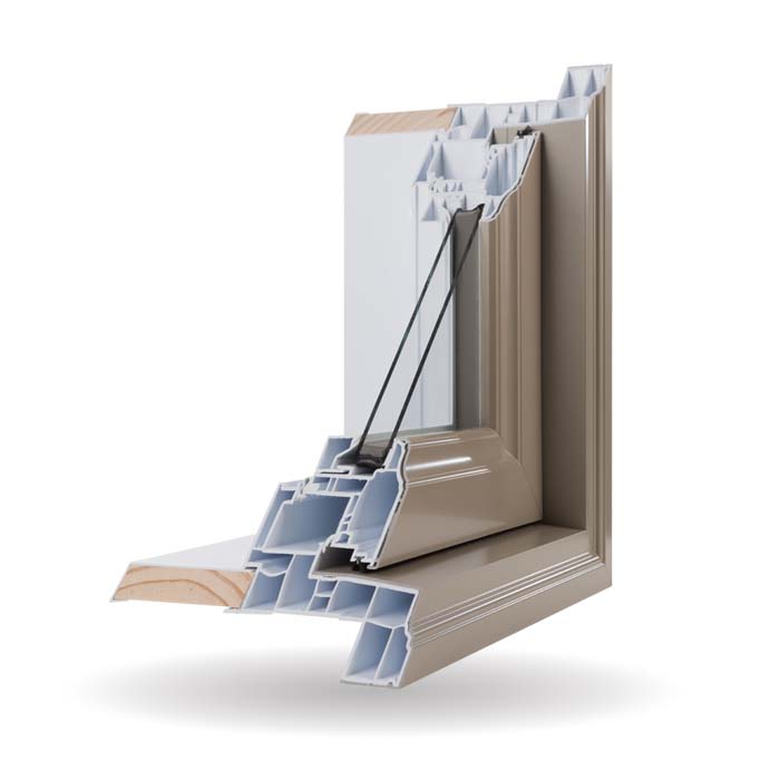 Hybrid PVC and Aluminum Windows - Khaki